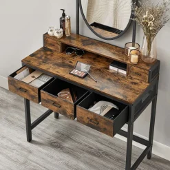 Outlet SONGMICS Coiffeuse miroir oval rustique