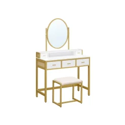 Outlet SONGMICS Coiffeuse miroir oval rustique