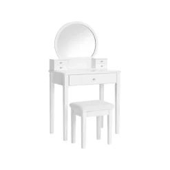 Discount SONGMICS Coiffeuse ronde Blanc