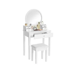 Discount SONGMICS Coiffeuse ronde Blanc