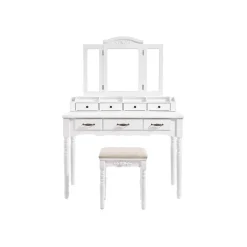 Clearance SONGMICS Coiffeuse triple miroir noir