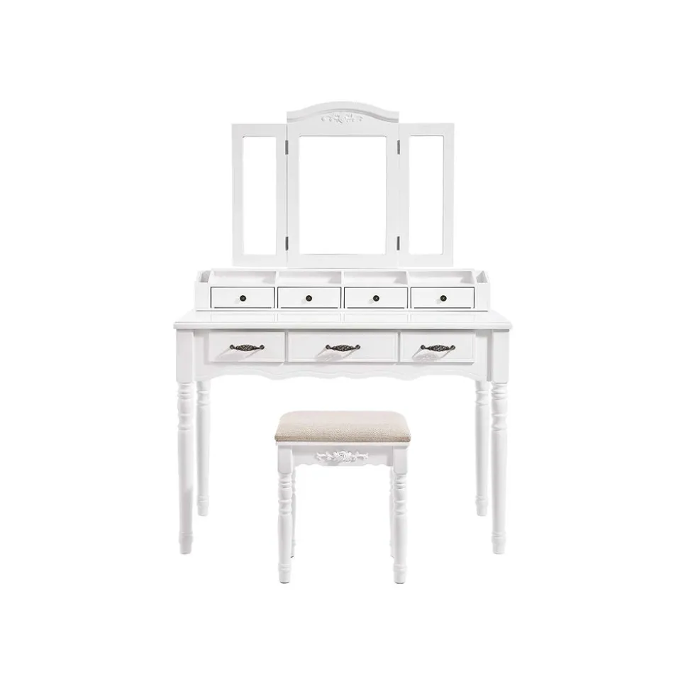 Clearance SONGMICS Coiffeuse triple miroir noir