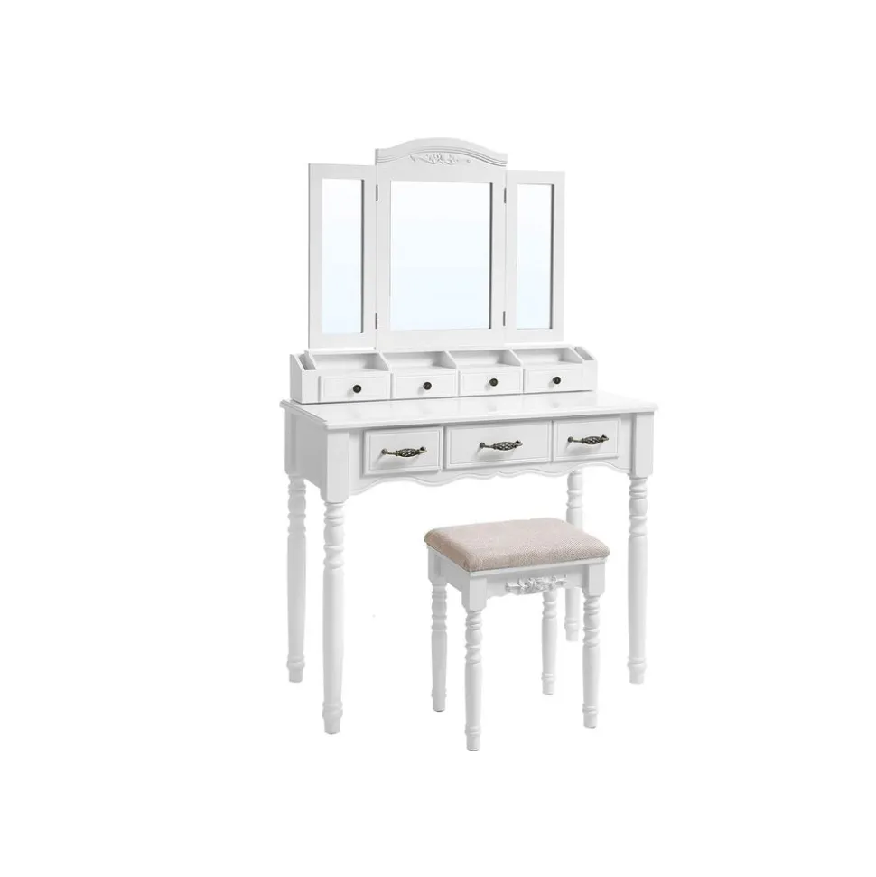 Clearance SONGMICS Coiffeuse triple miroir noir