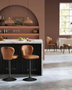 Hot SONGMICS Collection EKHO - tabouret de bar pivotant à 360° avec rangement marron caramel