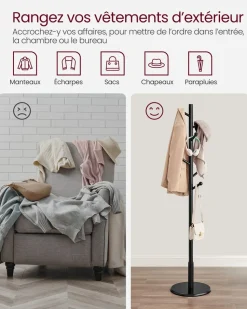 Best SONGMICS Collection LUIZ – banc partie supérieure réversible capacité 300 kg noir d’encre