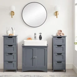 New SONGMICS Colonne 4 tiroirs gris