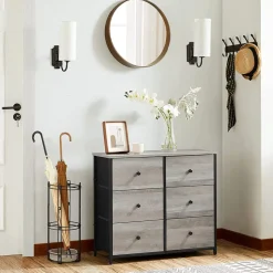 Sale SONGMICS Commode 6 tiroirs Greige + Noir