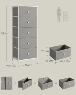 Clearance SONGMICS Commode avec 9 tiroirs et éclairage LED 33,5 x 114 x 84 cm blanc nuage