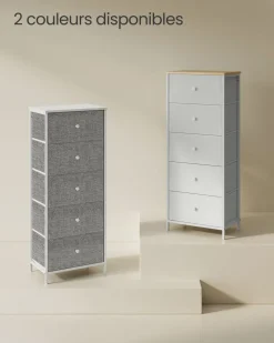 Clearance SONGMICS Commode avec 9 tiroirs et éclairage LED 33,5 x 114 x 84 cm blanc nuage