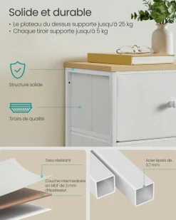 Clearance SONGMICS Commode avec 9 tiroirs et éclairage LED 33,5 x 114 x 84 cm blanc nuage