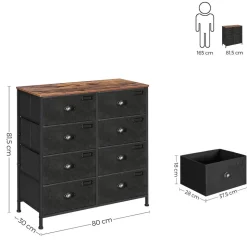 Hot SONGMICS Commode en Tissu Marron Rustique + Noir