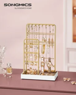 Shop SONGMICS Commode en tissu avec 4 tiroirs gris clair blanc