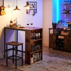 Fashion SONGMICS Comptoir bar industriel Marron Rustique + Noir