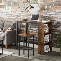 Fashion SONGMICS Comptoir bar industriel Marron Rustique + Noir