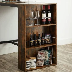 Fashion SONGMICS Comptoir bar industriel Marron Rustique + Noir