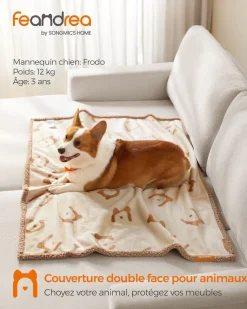 Outlet SONGMICS Couverture Chien Hydrofuge Tissu Polaire et Flanelle