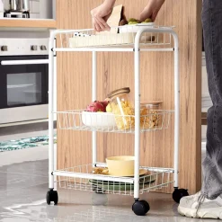 Fashion SONGMICS Desserte 3 niveaux Blanc