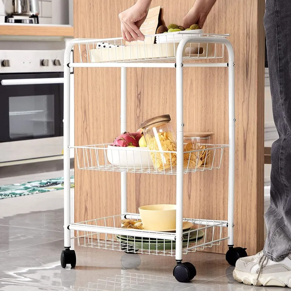 Fashion SONGMICS Desserte 3 niveaux Blanc