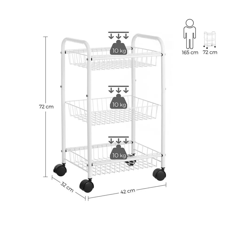Fashion SONGMICS Desserte 3 niveaux Blanc