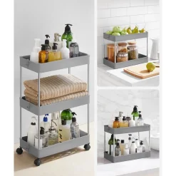 New SONGMICS Desserte à roulettes 3 niveaux gris