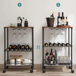 Fashion SONGMICS Desserte à vin Noir