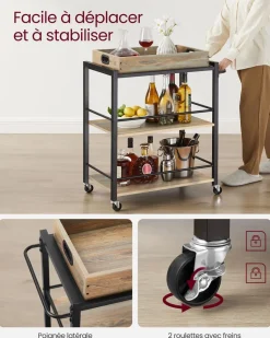 Hot SONGMICS Desserte avec plateau amovible