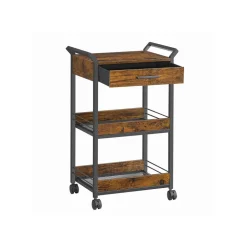 Hot SONGMICS Desserte de style industriel cadre en acier 40 x 88 x 96 cm marron rustique et noir