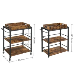 Discount SONGMICS Desserte plateau industriel Marron Rustique + Noir