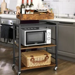 Discount SONGMICS Desserte plateau industriel Marron Rustique + Noir