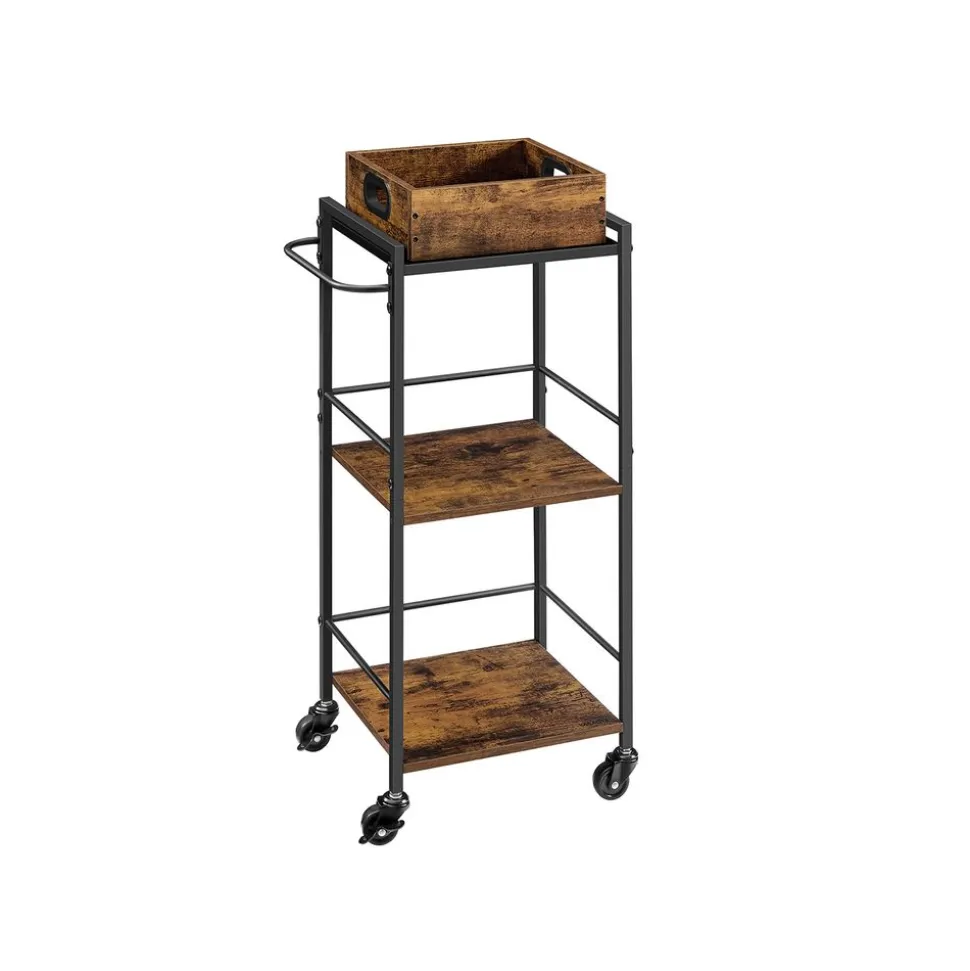 Discount SONGMICS Desserte plateau industriel Marron Rustique + Noir