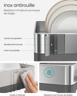 Sale SONGMICS Egouttoir vaisselle porte-ustensiles en acier inoxydable argenté et noir