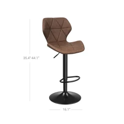 Discount SONGMICS EKHO 2 tabourets de bar pivotant à 360° hauteur 65 cm marron caramel