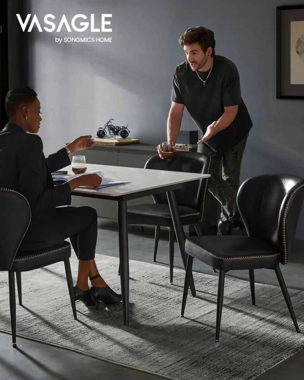 Fashion SONGMICS EKHO Tabouret de salle à manger moderne mi-siècle noir d'encre