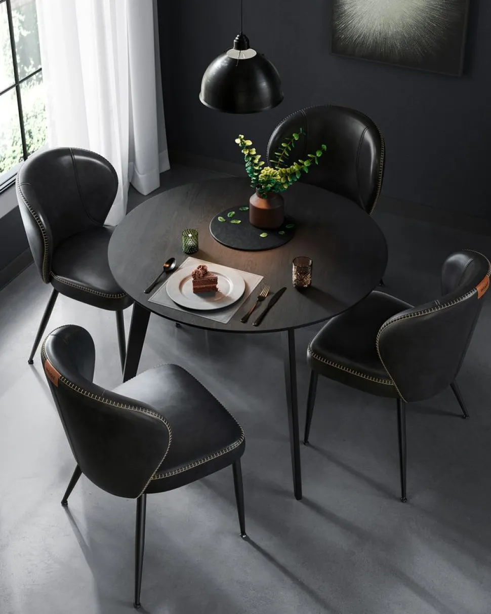 Fashion SONGMICS EKHO Tabouret de salle à manger moderne mi-siècle noir d'encre