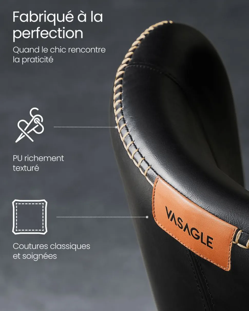 Fashion SONGMICS EKHO Tabouret de salle à manger moderne mi-siècle noir d'encre