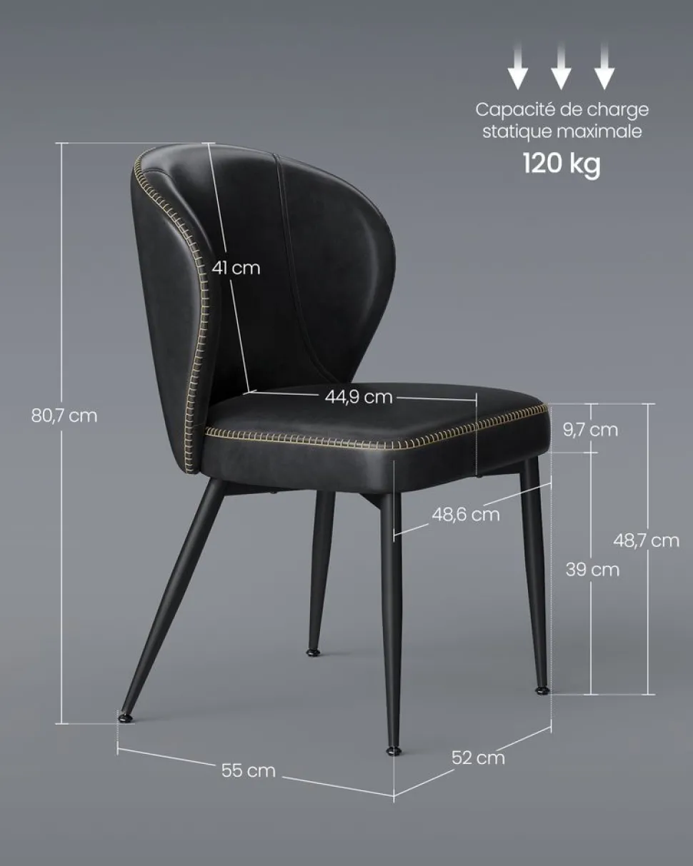 Fashion SONGMICS EKHO Tabouret de salle à manger moderne mi-siècle noir d'encre