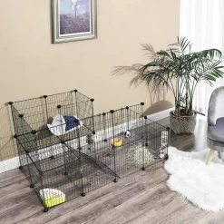 Discount SONGMICS Enclos modulable 2 niveaux Noir