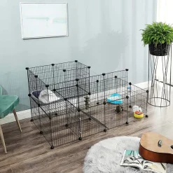 Discount SONGMICS Enclos modulable 2 niveaux Noir