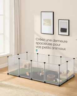 Store SONGMICS Enclos pour animaux avec plancher et tapis imperméable 125 x 63 x 42 cm blanc