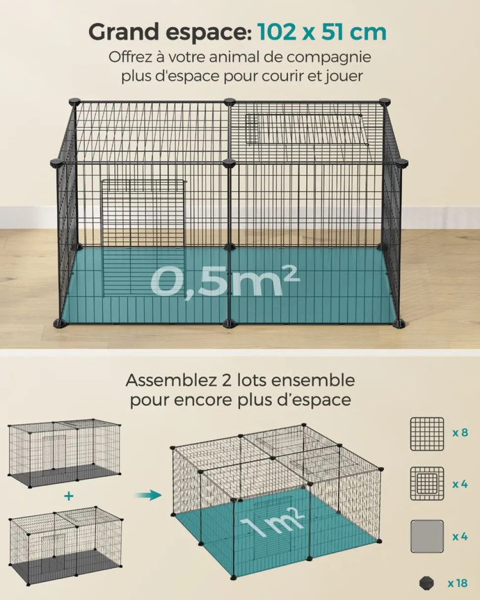 Online SONGMICS Enclos pour petits animaux Noir