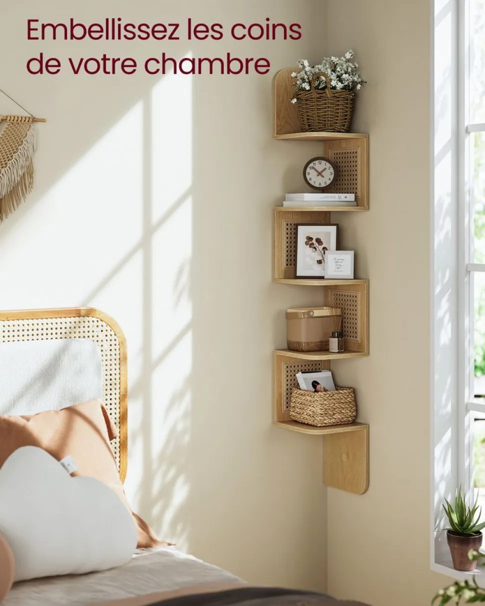 Clearance SONGMICS Ensemble d’étagères d’angle à 4 niveaux argent et beige