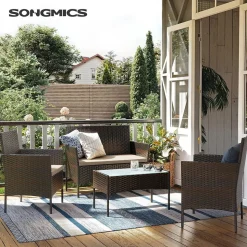 Flash Sale SONGMICS Ensemble salon de jardin 1 table 2 chaises noir d'encre