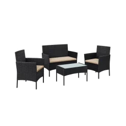 Flash Sale SONGMICS Ensemble salon de jardin 1 table 2 chaises noir d'encre
