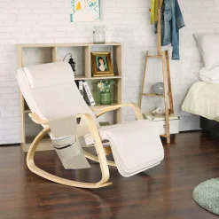 Shop SONGMICS Fauteuil à bascule beige