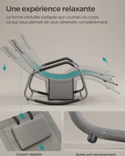 Shop SONGMICS Fauteuil à bascule Beige