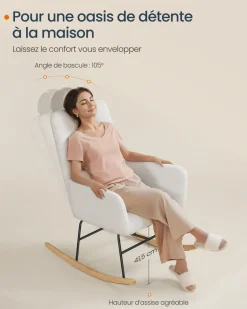 Best SONGMICS Fauteuil à bascule cadre en acier 151 x 56 x 90 cm gris tourterelle