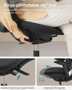 Outlet SONGMICS Fauteuil appui-tête Noir