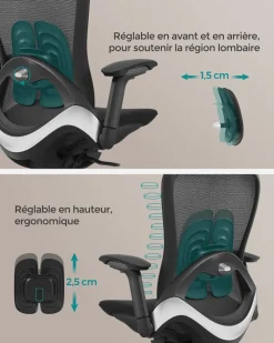 Outlet SONGMICS Fauteuil appui-tête Noir