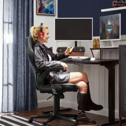 Discount SONGMICS Fauteuil de bureau noir bleu