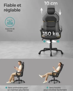 Cheap SONGMICS Fauteuil dossier matelassé